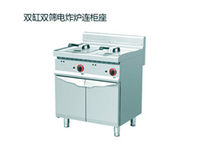 雙缸雙篩電炸爐連柜座